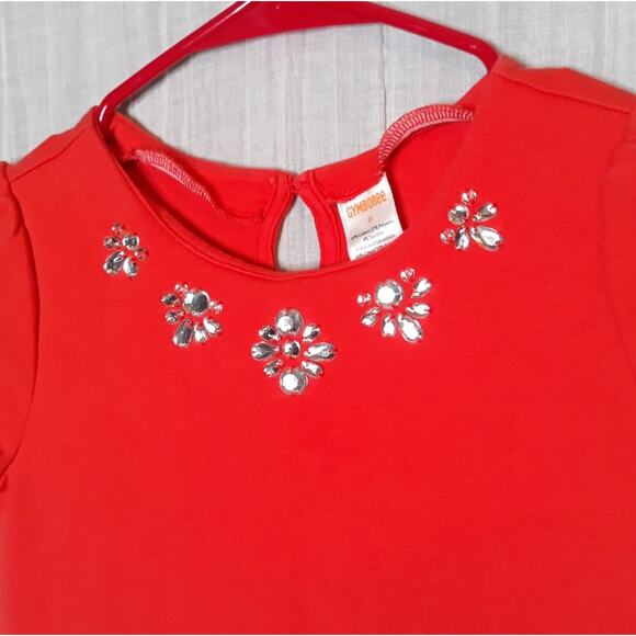 Gymboree Other - Gymboree Girls 8 Dress Drop‎ Waist Red Orange Rhinestone Neck Line
